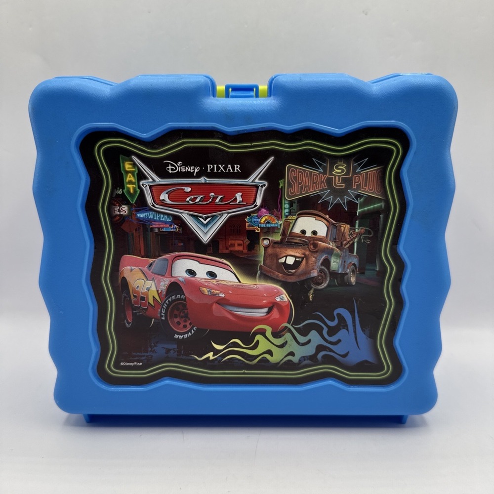 Rare Disney Pixar Cars Blue Neon Plastic Lunchbox Lunch Box Zak